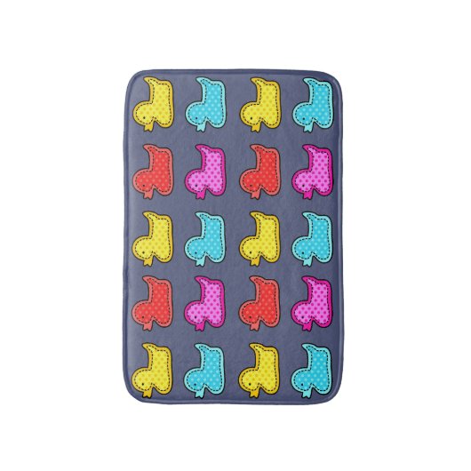 Kleurrijke Dotty Duck Patroon op Blauw Badmat (Voorkant Verticaal)