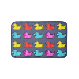 Kleurrijke Dotty Duck Patroon op Blauw Badmat