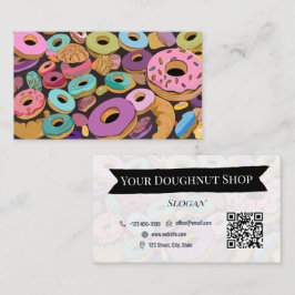 Kleurrijke Doughnut Shop Bakkerij Eenvoudig Visite Visitekaartje