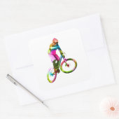 Kleurrijke Downhiller Vierkante Sticker (Envelop)