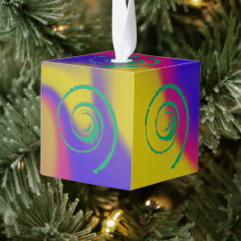 Kleurrijke Draaien op Smudge Kubus Ornament