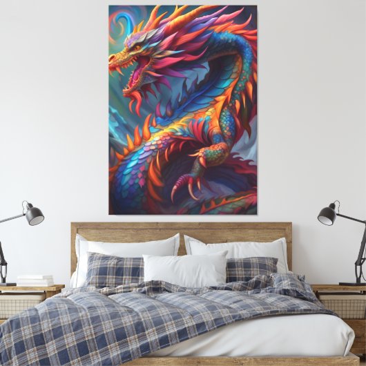 Kleurrijke draak Canvas Print (Insitu (Slaapkamer))