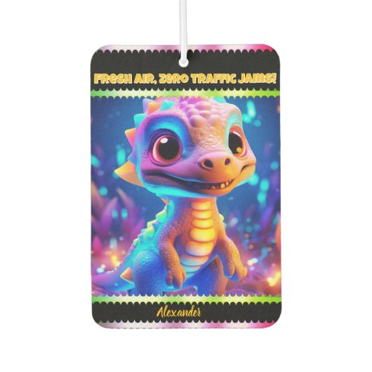 Kleurrijke draak in een grillige scène luchtverfrisser (Voorkant)