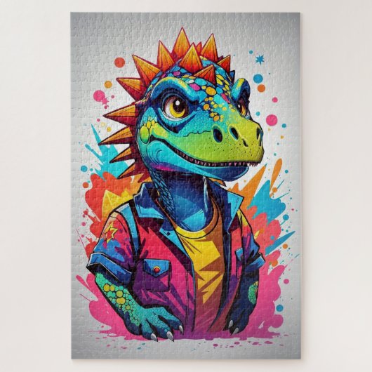 Kleurrijke Draak met Verf Splatter Legpuzzel (Verticaal)