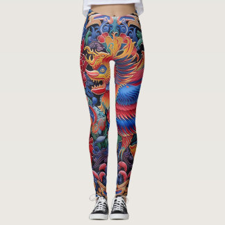 Kleurrijke Dragon Etnische Patroon Leggings