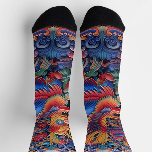 Kleurrijke Dragon Etnische Patroon Sokken (Top)