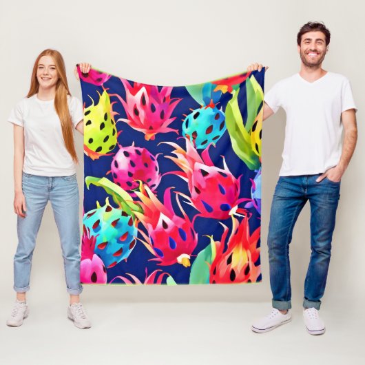 Kleurrijke Dragon Fruit Fleece Deken (In situ)