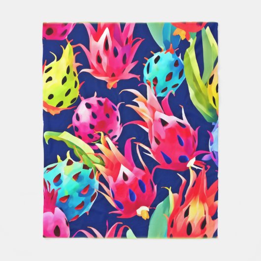Kleurrijke Dragon Fruit Fleece Deken (Voorkant)