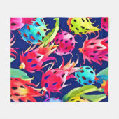 Kleurrijke Dragon Fruit Fleece Deken (Voorkant (Horizontaal))