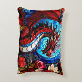 Kleurrijke Dragon Mozaïeken Accent Kussen (Achterkant (Verticaal))