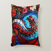 Kleurrijke Dragon Mozaïeken Accent Kussen (Voorkant(Verticaal))