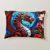 Kleurrijke Dragon Mozaïeken Accent Kussen (Achterkant)