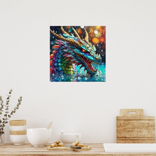 Kleurrijke Dragon Poster Print (Keuken)