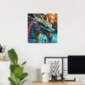 Kleurrijke Dragon Poster Print (Thuiskantoor)