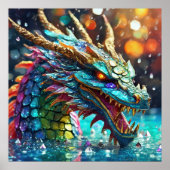 Kleurrijke Dragon Poster Print (Voorkant)