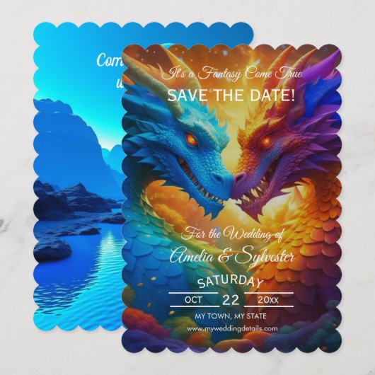 Kleurrijke Dragon Sla de datumkaarten op Kaart (Voorkant / Achterkant)