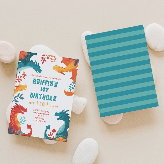 Kleurrijke Dragon verjaardagsuitnodiging Kaart