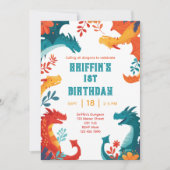 Kleurrijke Dragon verjaardagsuitnodiging Kaart (Voorkant)