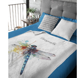 Kleurrijke Dragonfly aanpasbaar Fleece Deken
