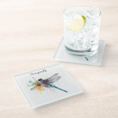 Kleurrijke Dragonfly aanpasbaar Glazen Onderzetter (Schuin)