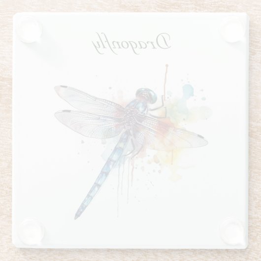 Kleurrijke Dragonfly aanpasbaar Glazen Onderzetter (Achterkant)