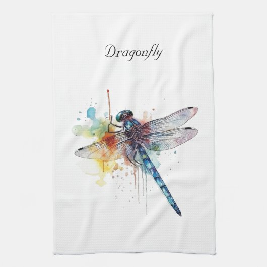 Kleurrijke Dragonfly aanpasbaar Theedoek (Verticaal)