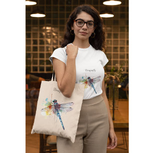 Kleurrijke Dragonfly aanpasbaar Tote Bag
