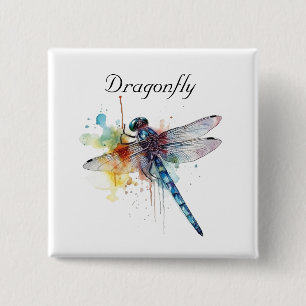 Kleurrijke Dragonfly aanpasbaar Vierkante Button 5,1 Cm
