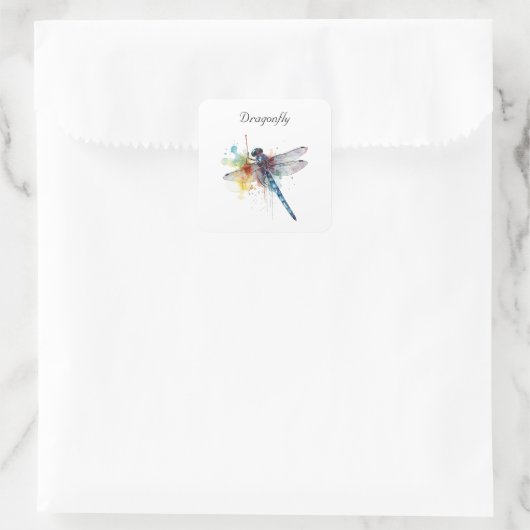 Kleurrijke Dragonfly aanpasbaar Vierkante Sticker (Tas)