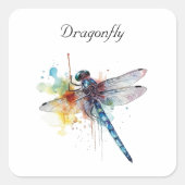 Kleurrijke Dragonfly aanpasbaar Vierkante Sticker (Voorkant)