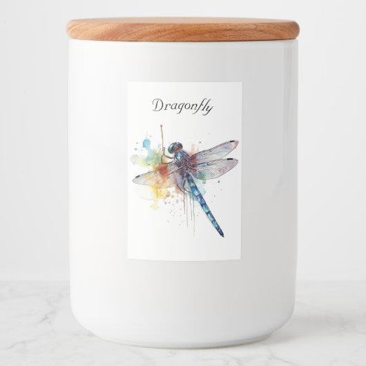 Kleurrijke Dragonfly aanpasbaar Voedselcontainer Etiket (Voorkant)