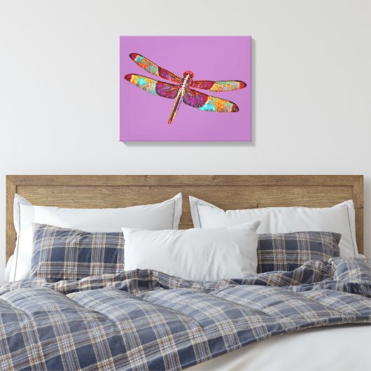 Kleurrijke dragonfly Art Canvas afdrukken (Insitu (Slaapkamer))