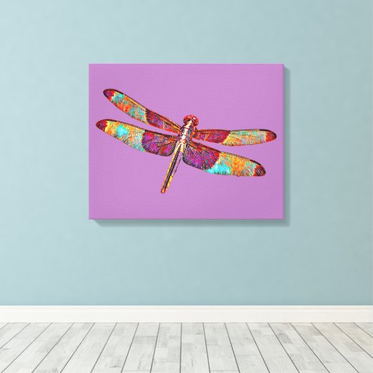 Kleurrijke dragonfly Art Canvas afdrukken (Insitu (Houten vloer))