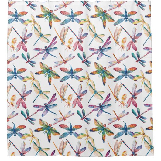 Kleurrijke Dragonfly Design douchegordijn (Voorkant)