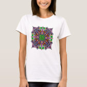  kleurrijke dragonfly en Flowers Mandala T-shirt (Voorkant)