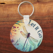 Kleurrijke Dragonfly Floral Laat het gaan inspirer Sleutelhanger (Voorkant)