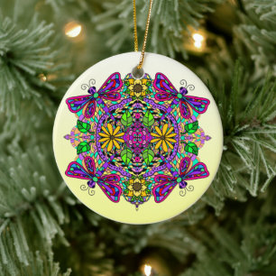  kleurrijke dragonfly Mystical Mandala Keramisch Ornament