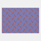 Kleurrijke Dragonfly Patroon op Donkere Achtergron Inpakpapier Vel (Voorkant 2)