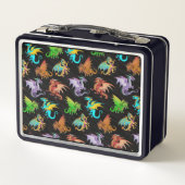 Kleurrijke dragons Tin Metal Lunch Box (Achterkant)