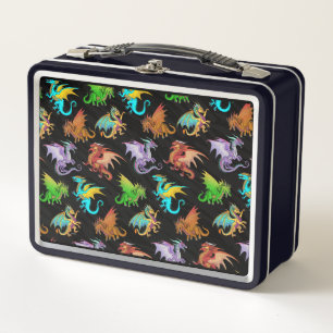 Kleurrijke dragons Tin Metal Lunch Box