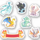 Kleurrijke draken Custom-Cut Vinyl Sticker (Voorkant)