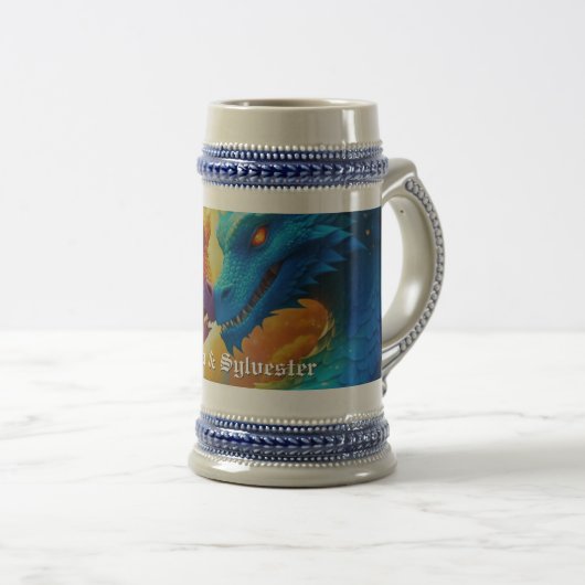 Kleurrijke Draken in Liefde Bierpul (Voorkant rechts)