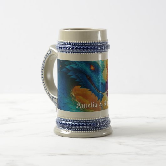 Kleurrijke Draken in Liefde Bierpul (Voorkant links)