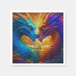 Kleurrijke Draken in Liefde Servet
