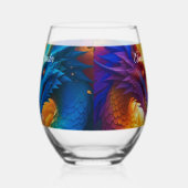 Kleurrijke Draken In Liefde Stemloos Wijnglas Wijnglas Zonder Voet (Links)
