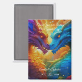 Kleurrijke Draken In Love Wedding Dank U Magneet (Voorkant / Achterkant)