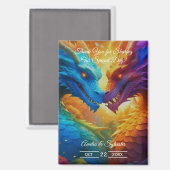 Kleurrijke Draken In Love Wedding Dank U Magneet (Voorkant / Achterkant)