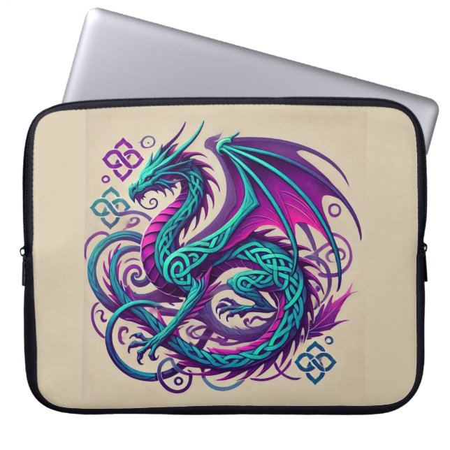 Kleurrijke drakenlavendel laptop sleeve (Voorkant)