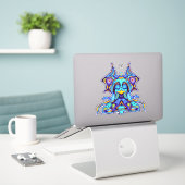 Kleurrijke drakenvogel op de troon v1 sticker (Laptop op bureau)