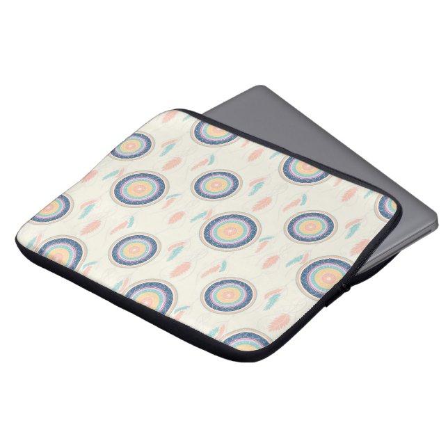 Kleurrijke Dream Catcher Mandala Laptop Sleeve (Voorkant top)